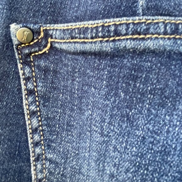 Pilcro Lace‑Up High Rise Flare Jeans Medium Wash Size 28 — 70s Boho Chic Anthro - Picture 9 of 16